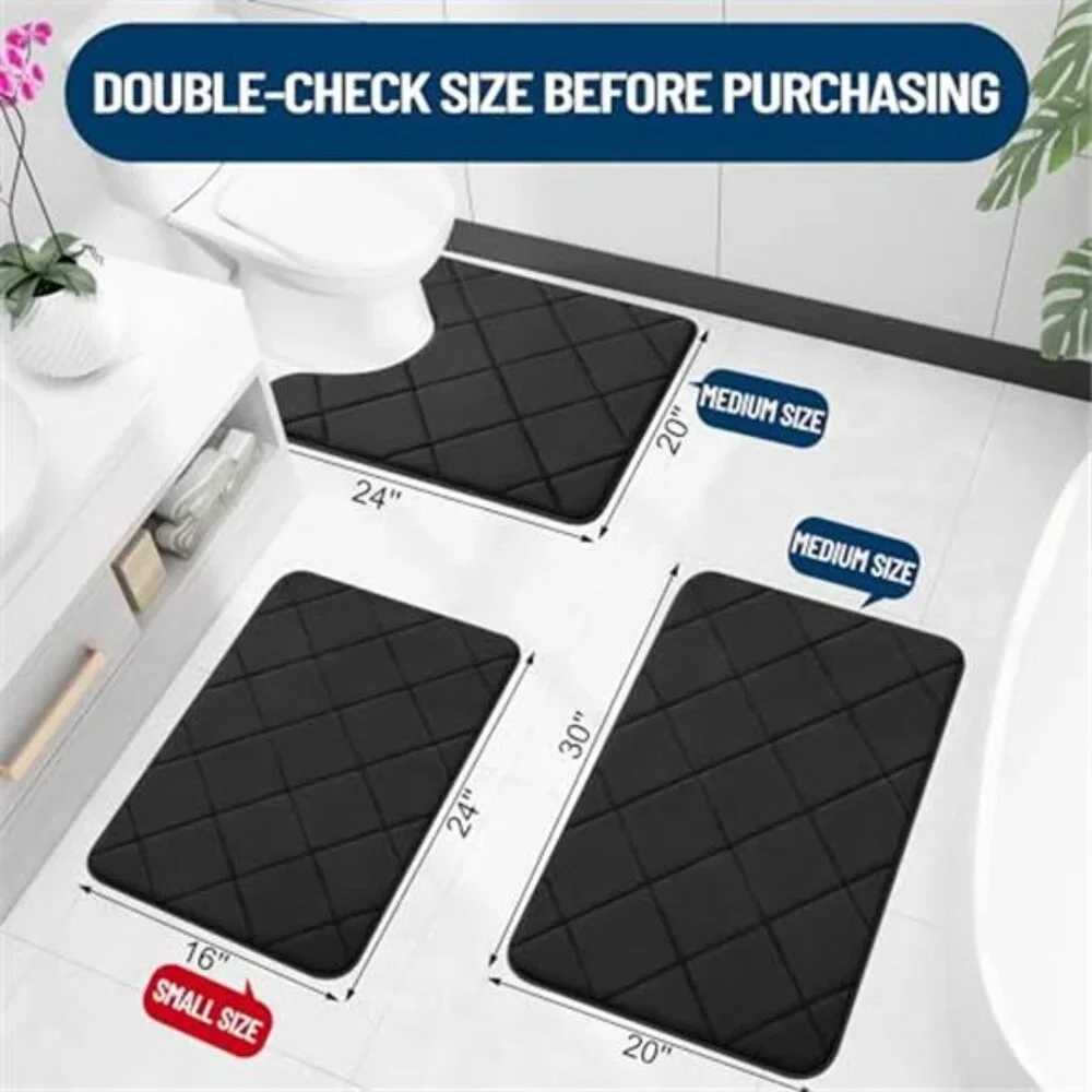 Memory Foam Bath Mat Ultra Soft Absorbent Bathroom Rug Non Slip Machine Washable